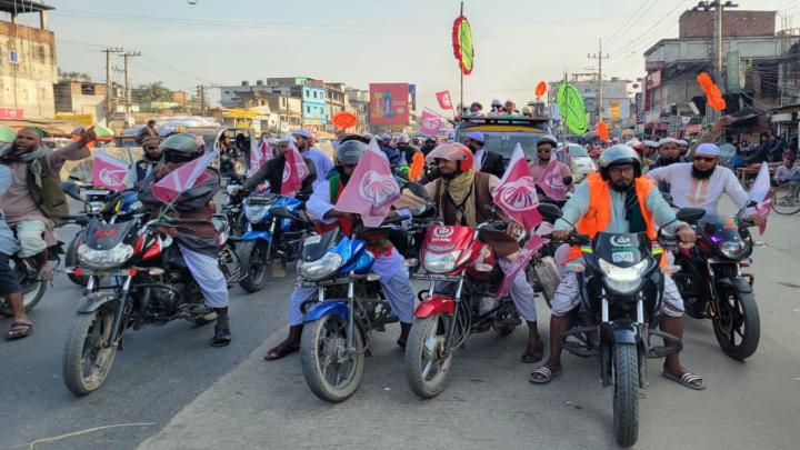 বগুড়া-৫ আসনে ইসলামী আন্দোলন বাংলাদেশের বিশাল মোটরসাইকেল শোডাউন